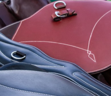 Two-tone elasticated stud girth 